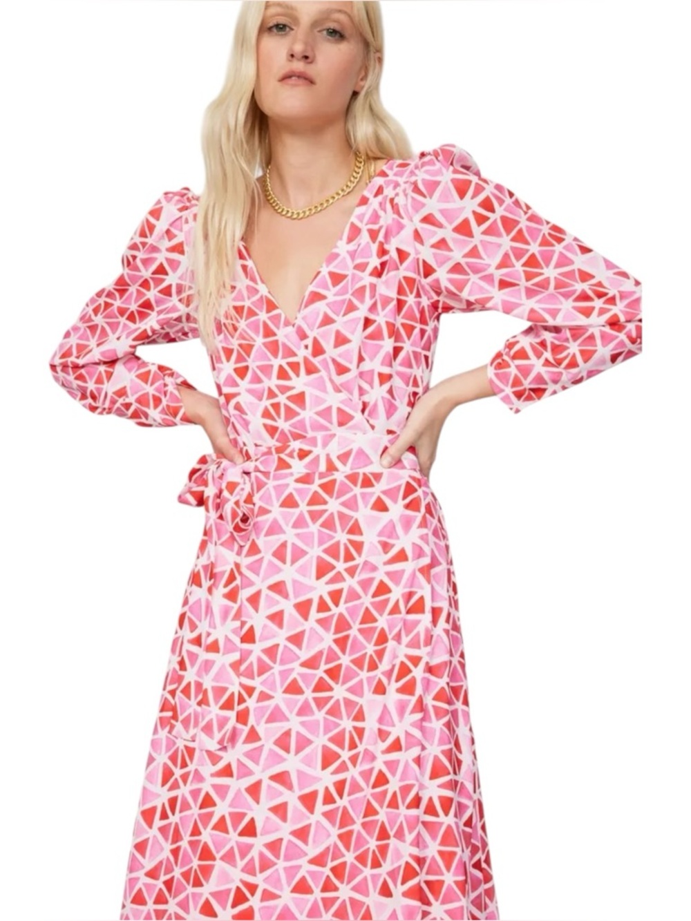 Area Stars pink wrap dress size Large Diamond